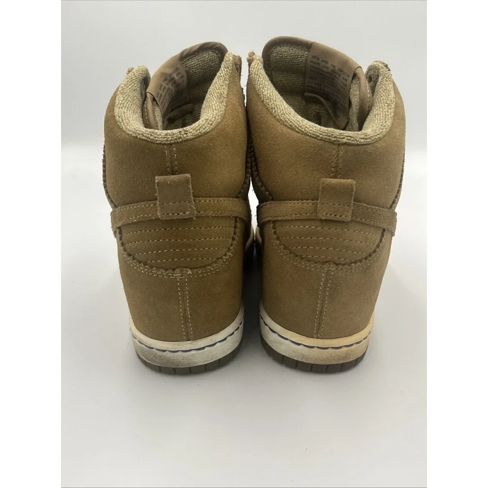 Nike Dunk High Sky Hi Brown Suede Filbert Sz 8 528899-201 Hidden Wedge Lace Up